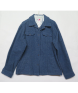 Columbia Vintage Blue Button Front Wool Shirt Jack Jacket Women L - £18.64 GBP