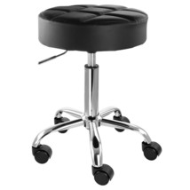 Elama Faux Leather Adjustable Backless Rolling Stool in Black with Chrom... - $2,278.31 MXN