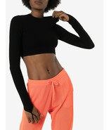 NWT Adam Selman Sport Carbon38 Rib Knit Black Crewneck Shrug Crop Top L - $109.41 CAD