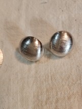 Vintage TRIFARI Silver Tone Textured Clip-On Round Earrings. - $18.00