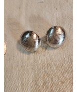 Vintage TRIFARI Silver Tone Textured Clip-On Round Earrings. - $24.61 CAD