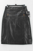 Liz Claiborne Career Back to Work SZ 4 Black Pleather Skirt Rear Zip Frnt Pckets - £10.23 GBP