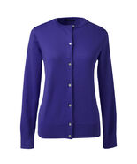 Lands End  Women's LS Supima Crew Cardigan Sweater Purple Sapphire New - $19.99