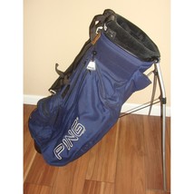 Ping Hoofer Stand Golf Bag Blue White Double Shoulder Strap 4 Way Divider - $79.19