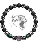 Black Panther Charm Bracelet with Natural Stones &amp; Magnetic Hematite - €19,91 EUR