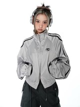Y2k Sexy Girls Jackets Streetwear Aesthetic All Match Double Zipper Korean Fashi - £39.94 GBP