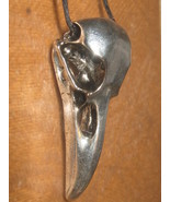 USA 12 Grams 40MM Raven Bird Skull Silver Brass Pendant Charm Corded Nec... - £9.33 GBP