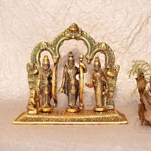 God Idols in Brass Like Metal Ram Darbar (Rama, Sita, Laxman, Hanuman) - £30.62 GBP