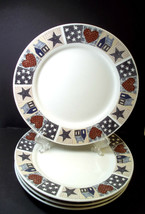 Oneida David Carter Brown AMERICAN QUILT Salad Plates  x 4  7.5&quot;  Retired - £28.50 GBP