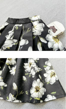 Black Floral Skirt Outfit, Womens Black Pleated Midi Skirt,Plus Size High Waist  image 8
