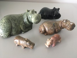 Hippo Ornaments - Family Of Hippos (Soapstone) - £44.75 GBP