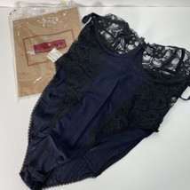 Vtg NOS New Old Stock Victoria&#39;s Secret Lace Side Briefer One Piece Hi C... - £55.71 GBP