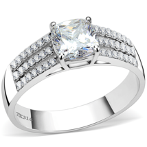 DA020 Stainless Steel Ring with Clear Cubic Zirconia Gemstone, High Poli... - $31.49
