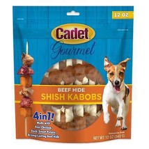 Cadet Gourmet Beef Hide Shish Kabob Dog Treats Chicken, Sweet Potato, &amp; Liver 1e - £22.11 GBP