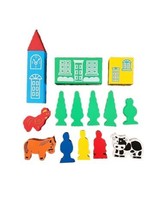 Thomas Train Wooden Railway Lot of 15 Pieces Houses Trees Animals People Painted - £10.71 GBP