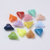 20 Heart Charms Pendants Alice in Wonderland Assorted Lot Faceted Acrylic 11mm - £3.18 GBP