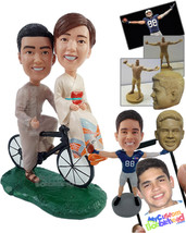 Personalized Bobblehead Traditional couple wearing nice robes and riding a bicyc - £132.15 GBP