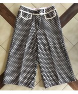 SARA JANE Black/Cream Geometric Pattern Wool Blend Cropped Gaucho Pants (4) - $19.50