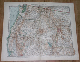 1911 Original Antique Map Of Northwest Usa Washington Oregon California Montana - $27.75