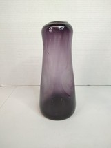 Purple Art Glass Medium Hand Blown Abstract Vase Dimpled Bubbles 9.5&quot;H - $32.71