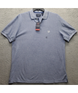 Chaps Polo Shirt Men&#39;s L Blue Cotton Natural Stretch Side Slit Collared ... - $545.97 MXN