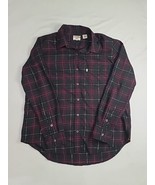 Levis Boyfriend Fit Black and Maroon Plaid Flannel Button Up Shirt Size M - £18.67 GBP