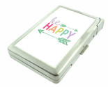 Be Happy Em1 100&#39;s Size Cigarette Case with Built in Lighter Metal Wallet - $21.73