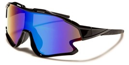 NEW SHIELD WRAP AROUND MENS SPORT SUNGLASSES BLUE PURPLE MIRRORED LENS U... - £10.63 GBP