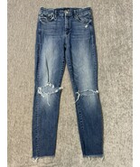 Mother Jeans Womens 26 Blue High Waisted Looker Ankle Fray Raw Hem Knee ... - $39.59