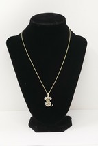 FAS 925 Sterling Silver Gold Plated Chain Necklace with Cat Charm - £35.16 GBP