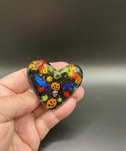 Limited Edition- Handmade Dichroic Art Glass Heart - Autumn/Halloween #211 - £31.24 GBP