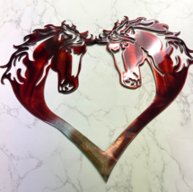 Horse Heart Silhouette - Metal Wall Art - Copper and Red Tinge 14 1/2&quot; x 16 1/2&quot; - £31.87 GBP