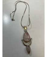 LARGE ROSE QUARTZ 925 STERLING SILVER PENDANT ON 925 STERLING 19” CHAIN ... - $825.07 MXN
