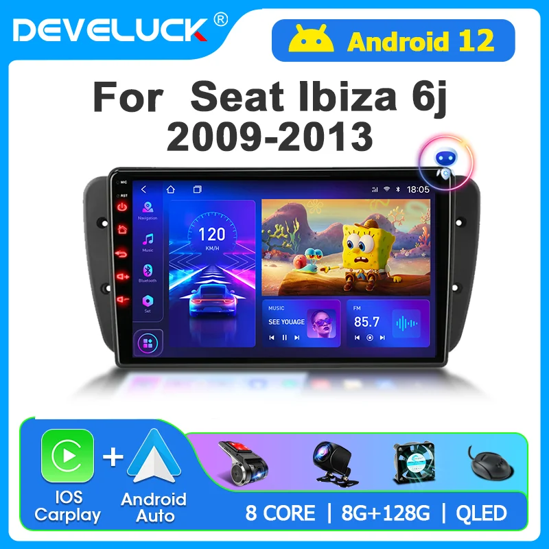 Develuck 2 Din Android 12 Car Radio For Seat Ibiza 6j 2009 2010 2011 2012 2013 - £104.78 GBP+