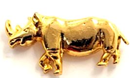 Rhinoceros Gold Tone Figural Lapel Pin Rhino Walking Animal Wildlife Jew... - $237.09 MXN