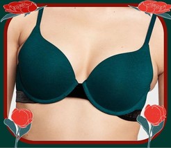 40D Green Cotton Velvet Victorias Secret PerfectShape Full Coverage PU UW Bra - £31.96 GBP