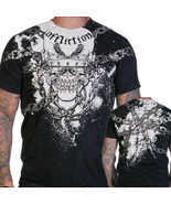 Affliction Megadeth Skull Dave Mustaine T-Shirt Black Lava Wash RARE NEW... - £53.79 GBP