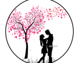 COUPLE IN LOVE ENVELOPE SEALS STICKERS LABELS TAGS 1.5&quot; ROUND HEART TREE... - £1.56 GBP