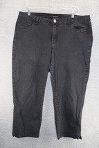 Ashley Stewart Women&#39;s Crop Jeans Black Dark Wash Pockets Gemstone Size:16 - $6.93