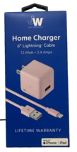 New Just Wireless Home Charger, 12W USB-A  iPhone Cable 6’ Pink MFi-Certified JW - £7.64 GBP