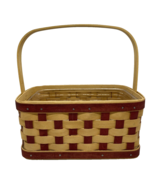 Longaberger Accents Small Rectangle Basket w/ Handle and Liner Red/Tan - $35.36 CAD