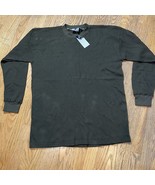 NWT Green XL Long Sleeve Thermal Waffle Knit 100% Cotton Shirt SAAD Y2K - $171.16 MXN