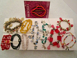 Bracelet Making Supplies LOT Costume Jewelry Old &amp; New Charms &amp; Beads - £9.19 GBP