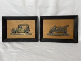 Two Vintage Classic Antique Brass Car Wall Plaques - $16.83