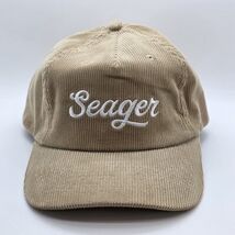 Seager Grit Company Hat Cap Snap Back Beige Corduroy White Script Logo M... - $29.69