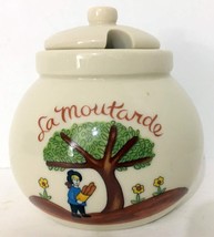 Vintage 1984 Gallery Originals La Moutarde Mustard Jar w/ Lid 4&quot;H 3.5&quot;W EUC - £7.20 GBP