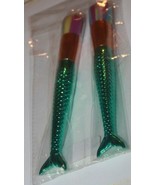 2 Pcs Mermaid Makeup Brushes Cosmetic  Foundation Face  Brushes GREEN - $126.20 MXN