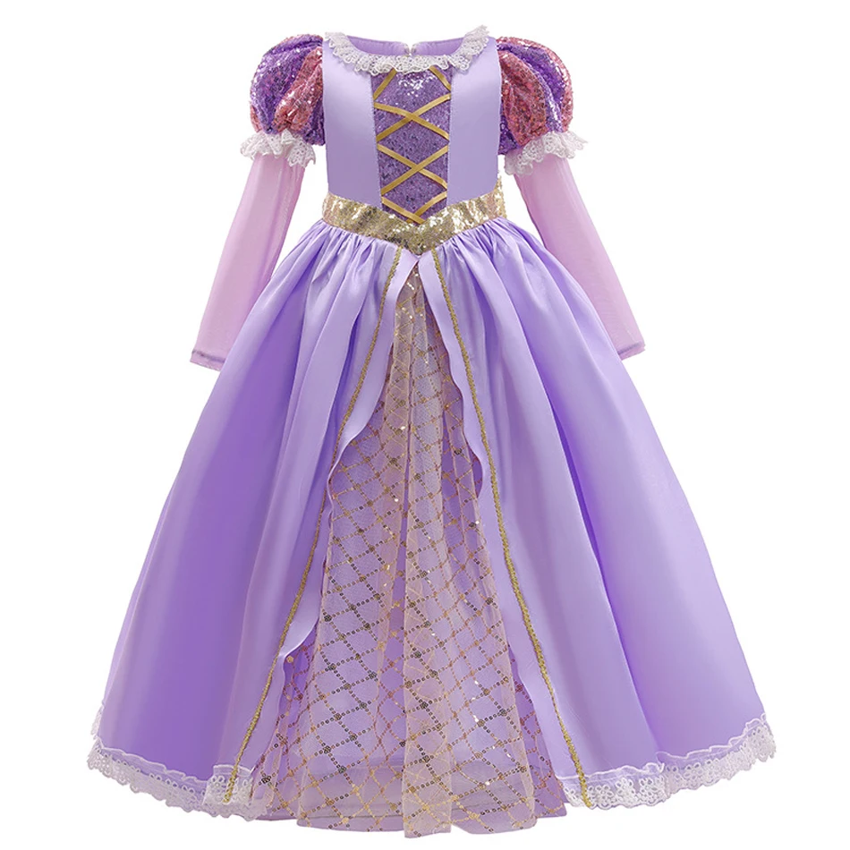 Play Rapunzel Princess CosPlay Dress Girl  Tangled Halloween Party Vestido Play  - £29.50 GBP
