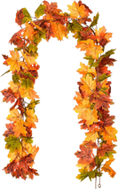 Fall Garland Maple Leaf 2 Pack, 5.9Ft/Piece Hanging Vine Garland Artific... - £21.40 GBP