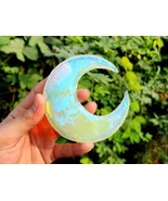 Opalite Angel Aura Crescent Moon – Crystal Decor &amp; Healing Stone for Who... - £35.84 GBP